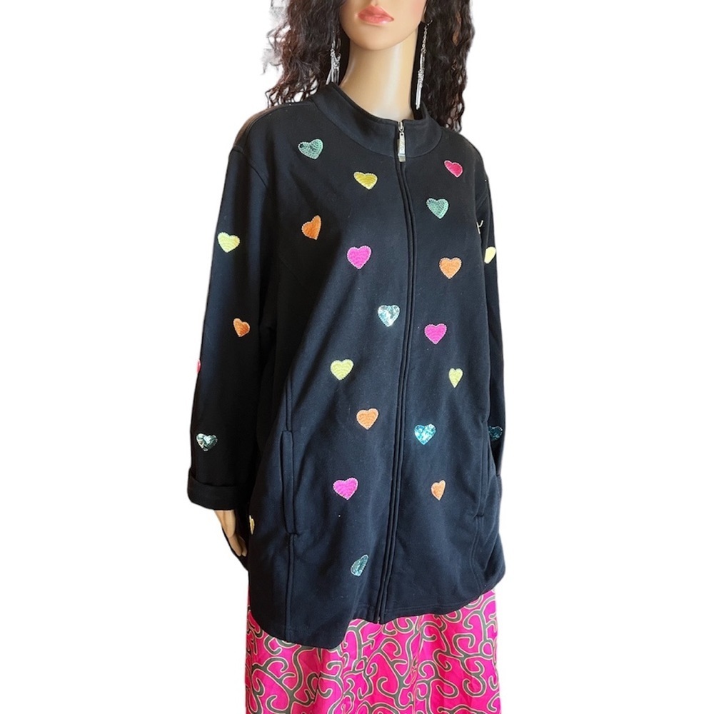 Quacker Factory Heart Design Sequin & Embroidered… - image 7